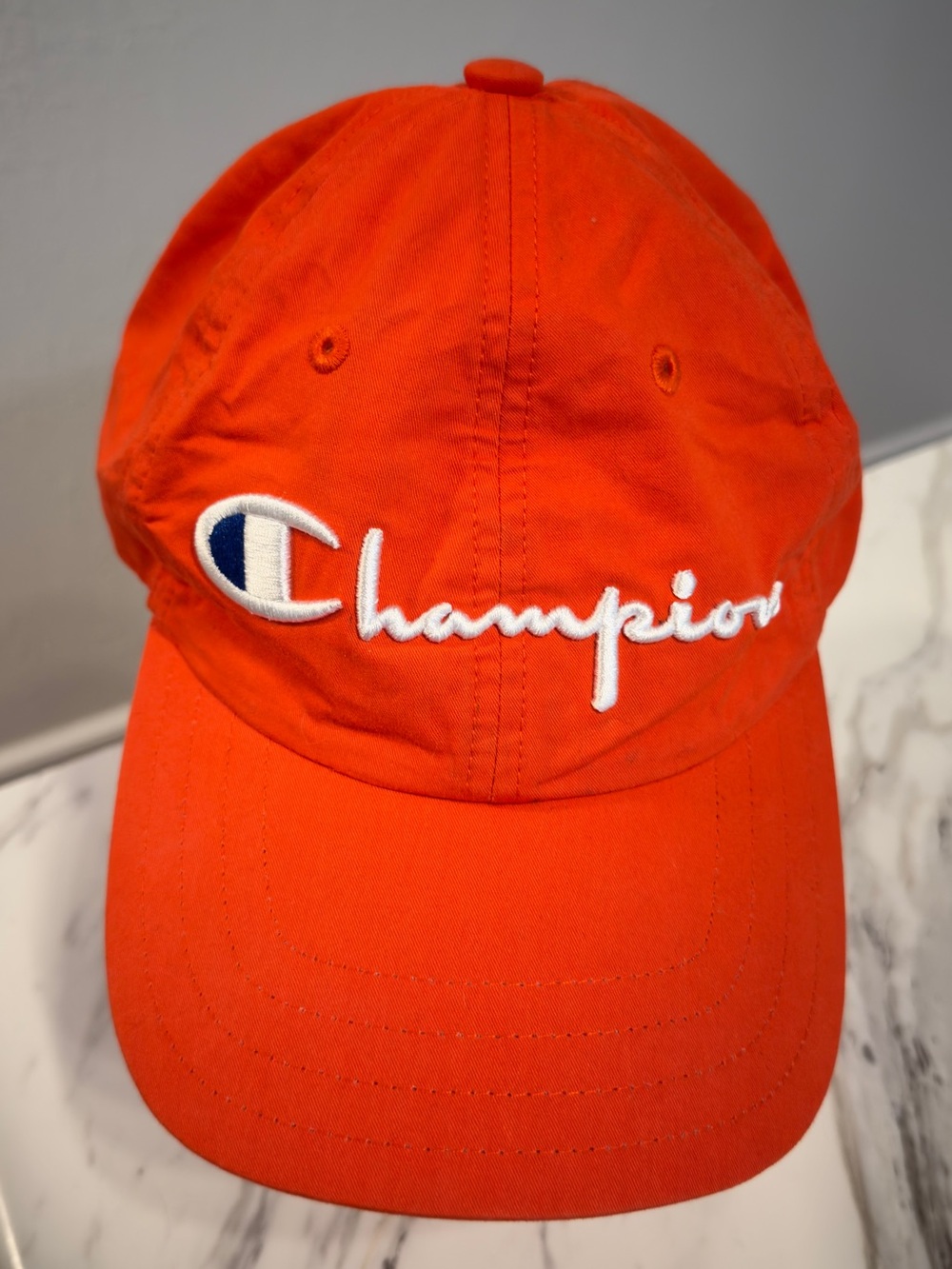 Champion Bright Orange Script Logo Cap